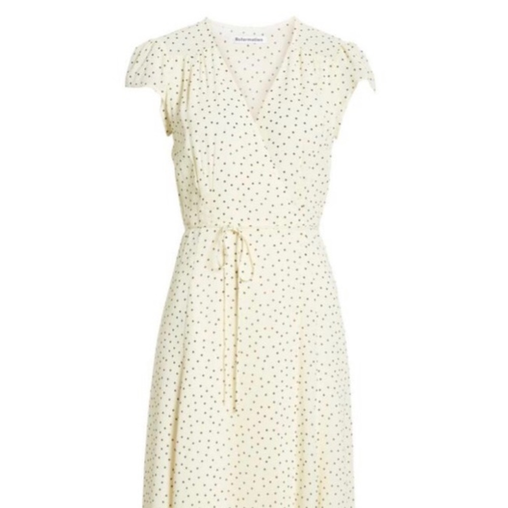 Reformation Ivory “Pepper” Polka Dot Carina Dress